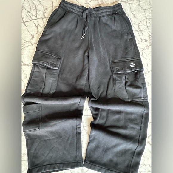 Ninth Hall Black Stash Wide Leg Cargo Sweatpants Men Sz S Skater Gym Y2K, Grunge - Picture 1 of 9